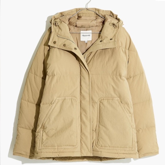 Madewell Holland Quilted Puffer Parka Jacket size Small color beige - Picture 2 of 13